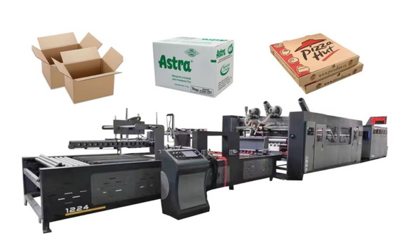 Çevrimiçi dalgalanmış tahta 4 Renkli Flexo Yazıcı Slotter Die Cutter Folder Bundle Machine