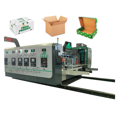 Tam Otomatik 4 Renkli Fleksoskuyu Çap Karton Kutusu Kuyu Çap Makinesi Karton Yazıcı Slotter Die Cutter